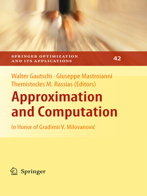 cover image of Approximation and Computation
